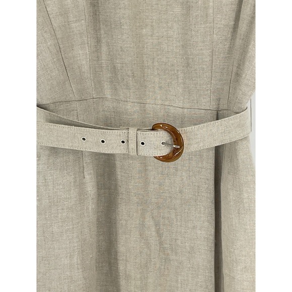 Maggy London Women 10 Dress Vest Set 100% Linen Beige Button Front - Picture 5 of 16